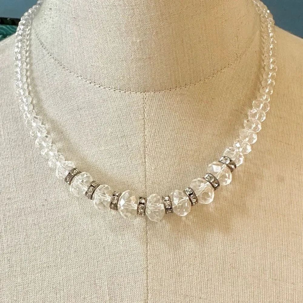 Clear crystal rhinestone necklace
